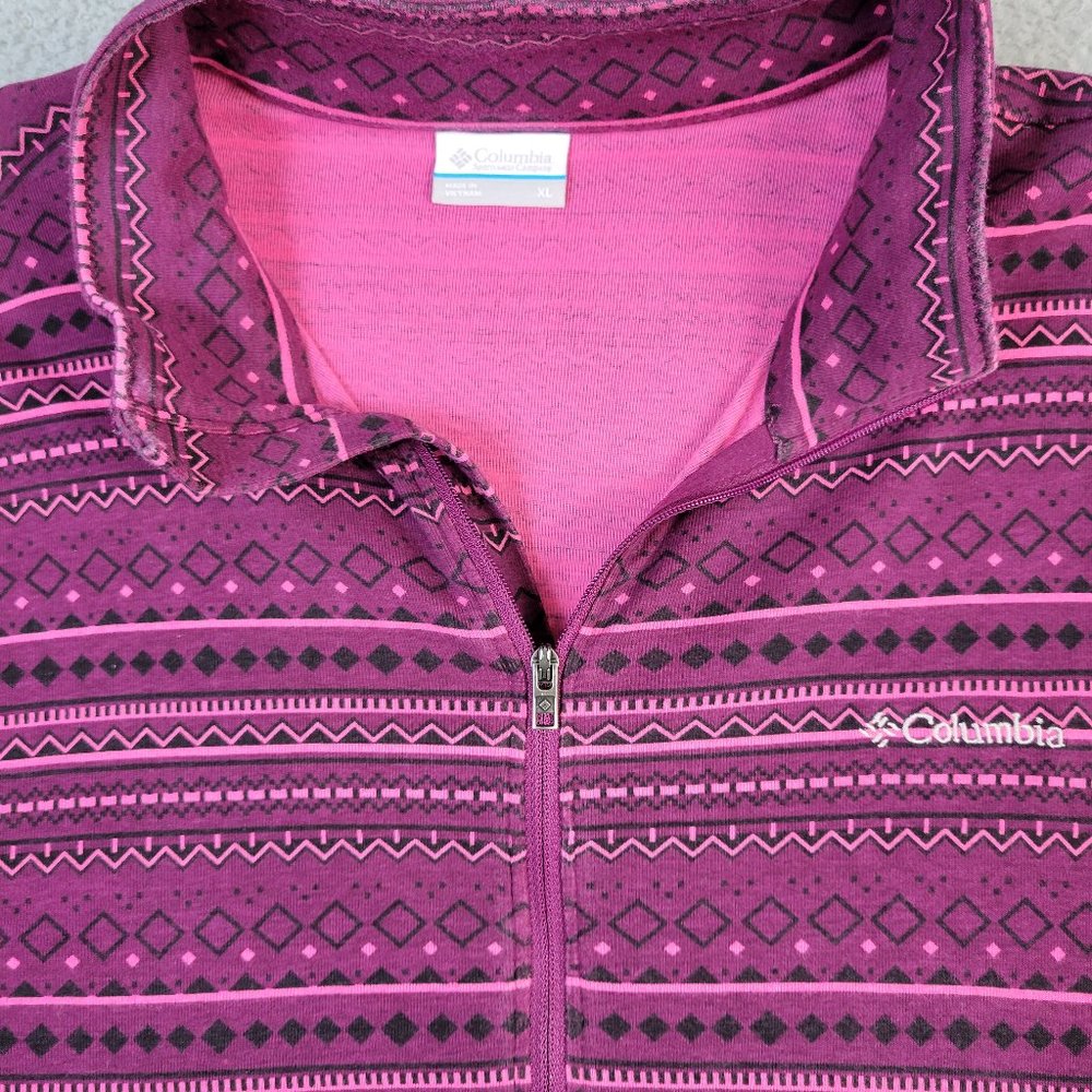 Columbia 1/4 Zip Pullover Women's Size XL Long Sleeve Stripe Design Purple Pink - Picture 5 of 12
